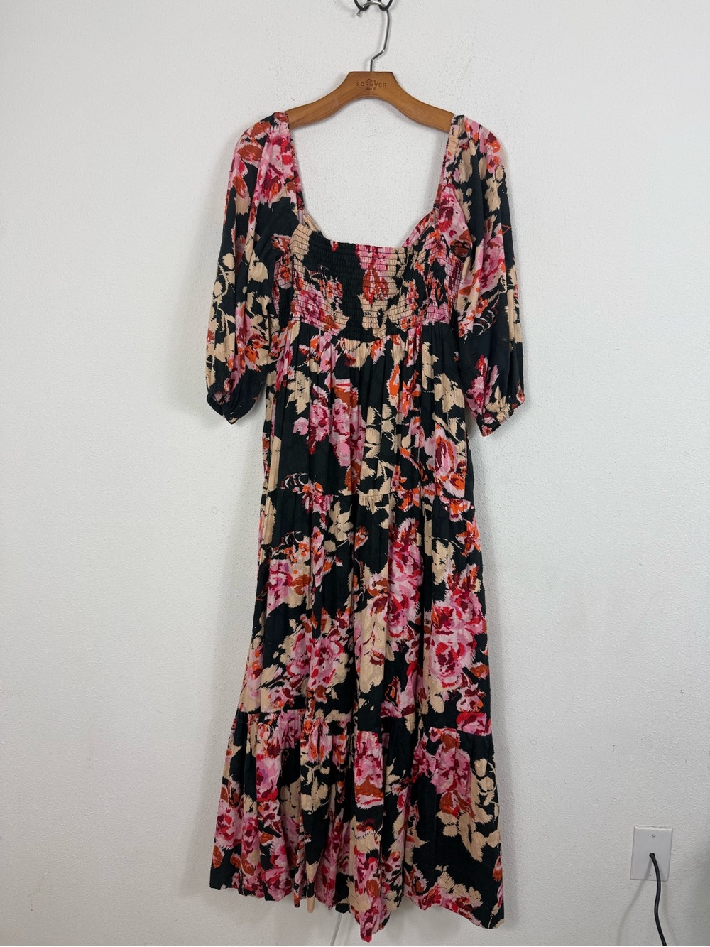 Anthropologie Blossom Maxi Dress Puff Sleeve V Neck Black Garden Party Small - Picture 9 of 10